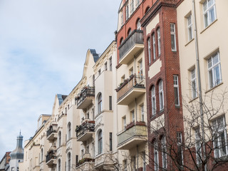 Fototapeta na wymiar Urban Apartment Building Facades with Balconies