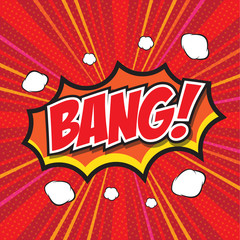 BANG! wording sound effect set design for comic background, comic strip - obrazy, fototapety, plakaty