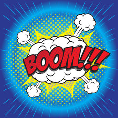 BOOM! wording sound effect set design for comic background, comic strip