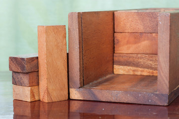 Wood block tower game for children.