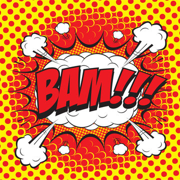 BAM! wording sound effect set design for comic background, comic strip