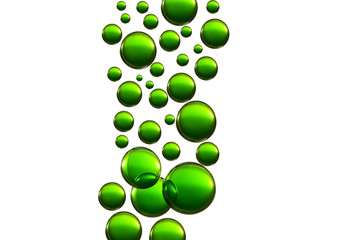 Light green air bubbles soars over a white background