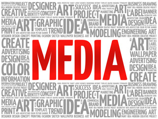 MEDIA word cloud, creative business concept background