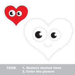 Heart to be traced. Vector trace game.