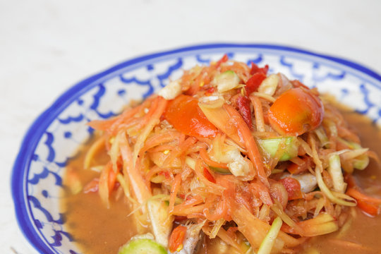 Papaya salad Thai cuisine spicy delicious