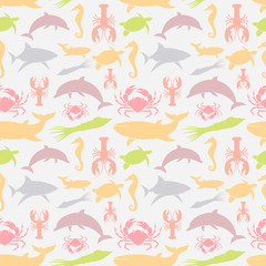 vector pattern of sea animals