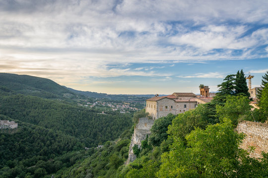 Old Narni, Umbria, Italy. Sunset in mountains