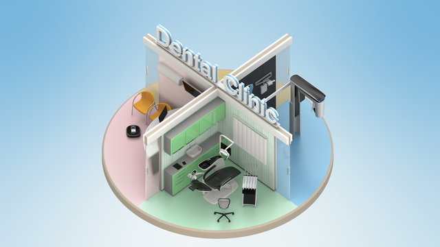 Looping animation of dental clinic interior