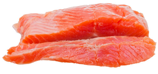side view of sliced slightly salted trout red fish