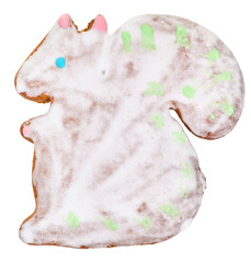 squirrel figure cookie isolated on white
