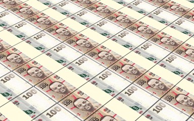 Swazi emalangeni bills stacked background. Computer generated 3D photo rendering.