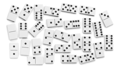 White domino tiles set, isolated on white background