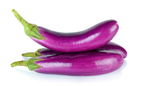 Purple eggplant isolated on the white background