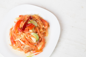 Papaya salad Thai cuisine spicy delicious