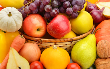 Naklejka na ściany i meble bright background of fruits and vegetables