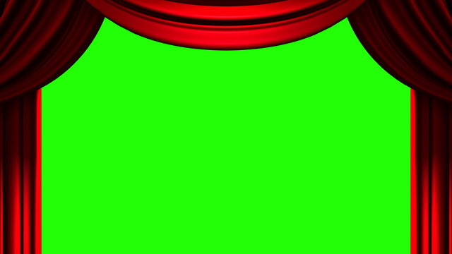 Red Stage Curtain On Green Chroma key