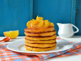 Pancake with pumpkin and orange 