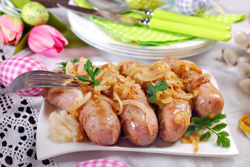 roasted white sausage with onion for easter