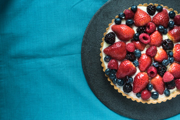 Fresh forest fruit tart