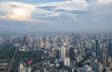 Fototapeta na wymiar The sky above the city.Aerial view on Bangkok from Baiyoke Sky hotel