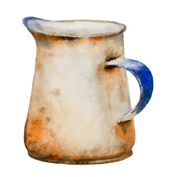 Watercolor rusty jug