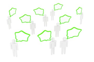people with talk bubbles isolated over a white background