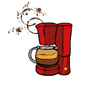 Coffee machine. Coffee stains. Coffee splashes. Isolated object on white background.