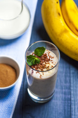 Banana smoothie with chocolate flakes