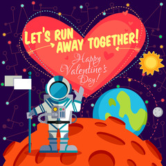 Vector illustrationabout outer space for Valentines day.