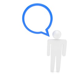 3d man with talk bubbles isolated over a white background