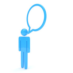 3d man with talk bubbles isolated over a white background