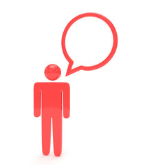 3d man with talk bubbles isolated over a white background
