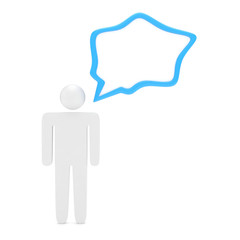 3d man with talk bubbles isolated over a white background