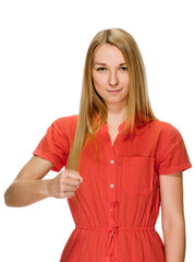 young woman clenched fist arm