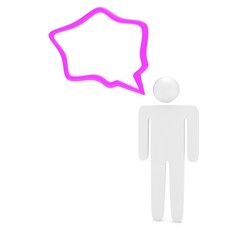 3d man with talk bubbles isolated over a white background