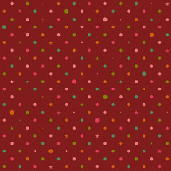 Rainbow Polka dot Red Background Vector Illustration.