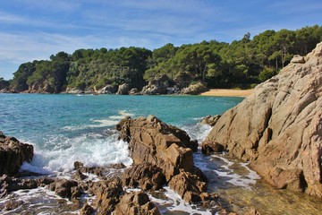 Scenic view from Playa de Santa Christina, Lloret de Mar, Province of Girona, Spanien