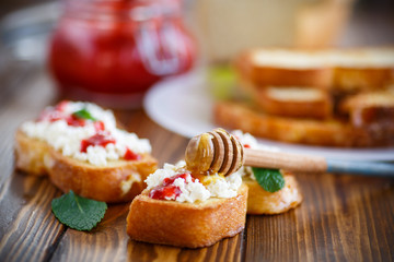 fried in batter toast with cream cheese and jam