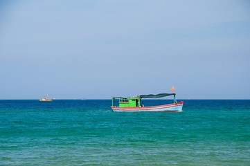  Fishing boat moored off the shore at Quy Nhon, Vietnam