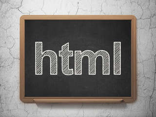 Software concept: Html on chalkboard background