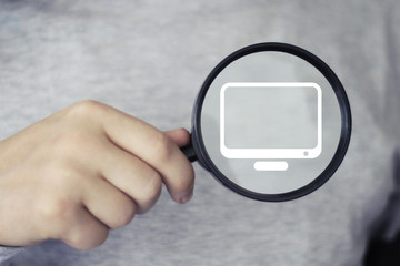 Businessman search loupe magnifier media web computer icon