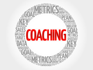 Coaching circle word cloud, business concept background
