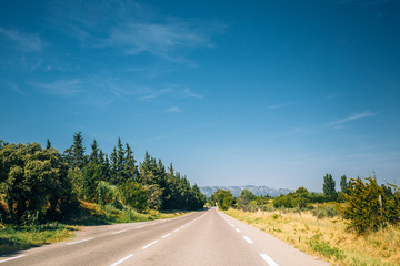 Beautiful asphalt freeway, motorway, highway. Travel road concep