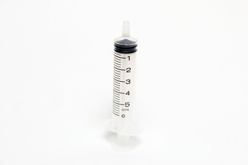 hypodermic syringe of pharmacy isolated on white background