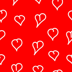 heart on a red background, seamless, vector illustration