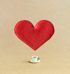 Add Sweet, Love Coffee /  Little Toy Coffee Cup and Big Heart