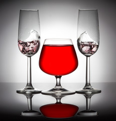 Stylish composition of three glasses