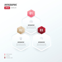 Hexagon infographic  pink, red, Brown
