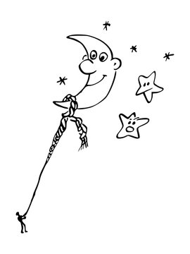 Illustratie inkttekening van de maan
