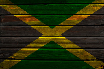 Flag of Jamaica on wood